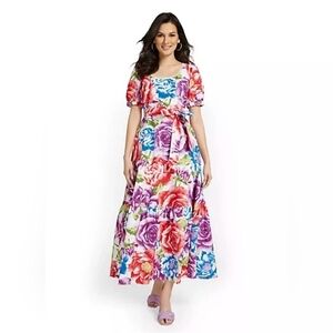 NWT New York & Company Colorful Floral Print Maxi Dress Size L